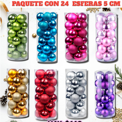 PAQUETE DE 24 ESFERAS NAVIDEÑAS