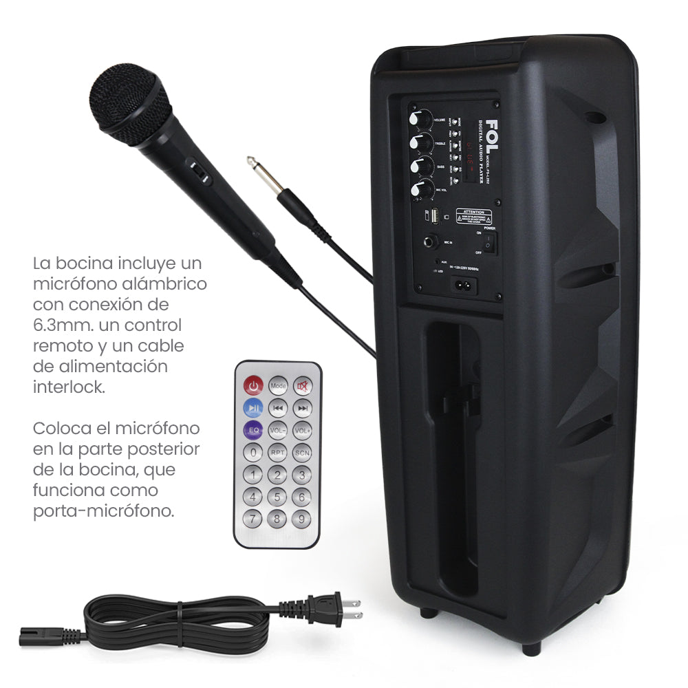 BOCINA PORTATIL CON MICROFONO Y LUZ   L282